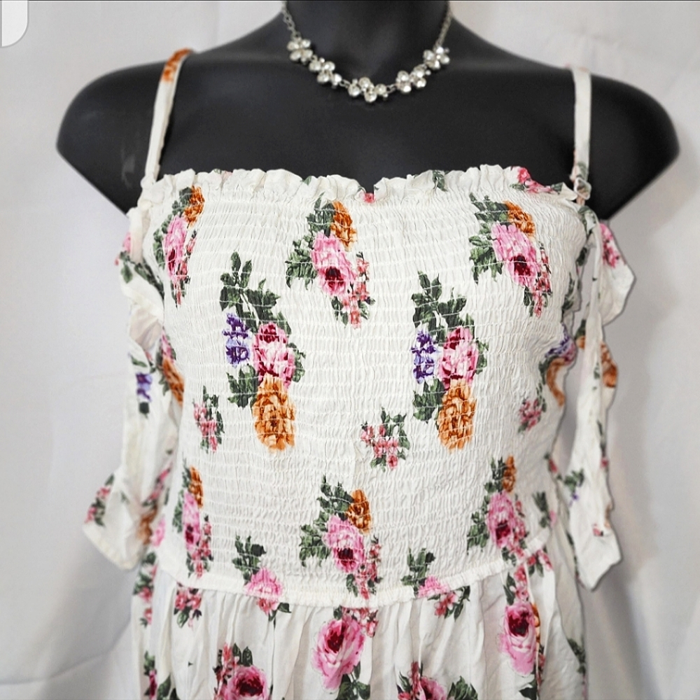 New Look Floral White Bardot Dress Versatile Straps Plus Size 3xl NWT